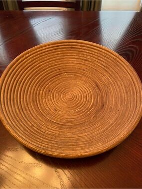 Rustic Brown wooden storage/serving bowl 14 inches round 3 inches tall